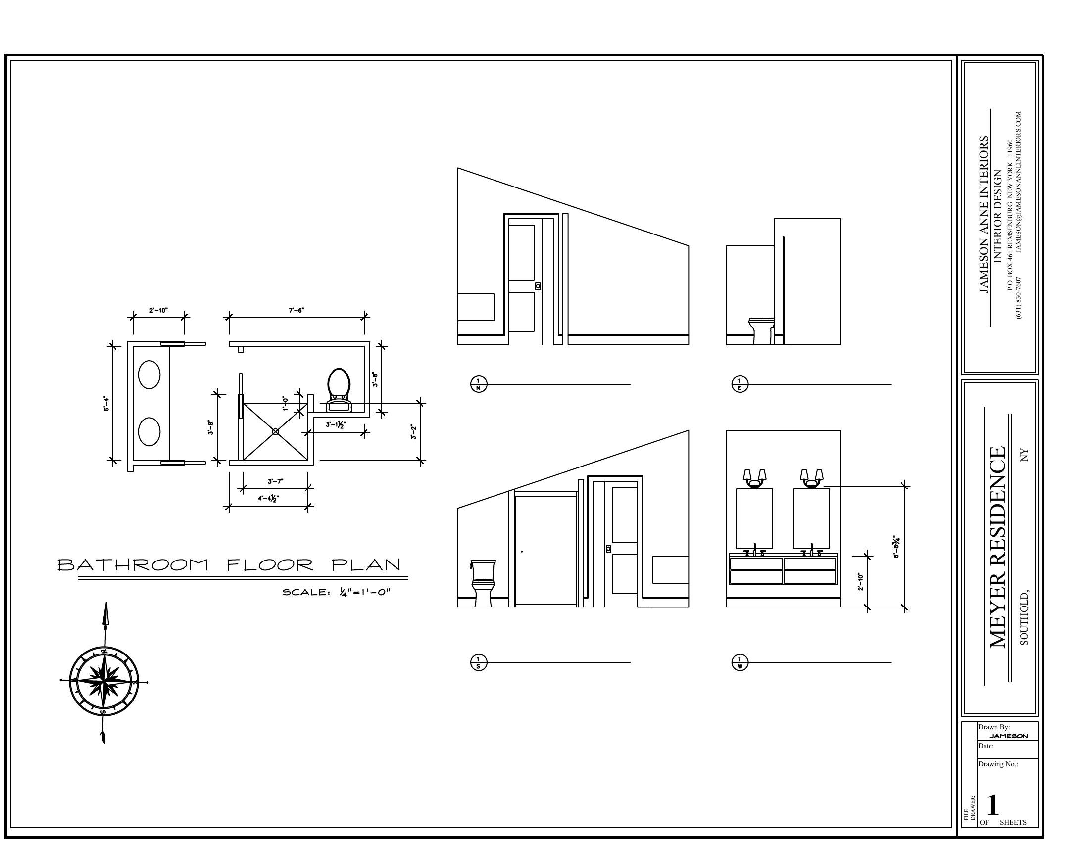 Bathroom elevations and tile layout